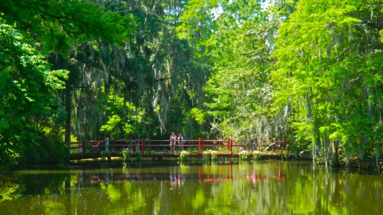 The Red Bridge at Magnolia Plantation photo copyright Frances J. Pearce 768x432
